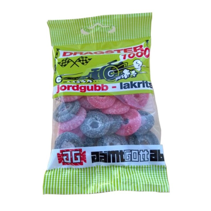 Dragster Mansikka Lakritsi pussi 50kpl tukkupakkaus