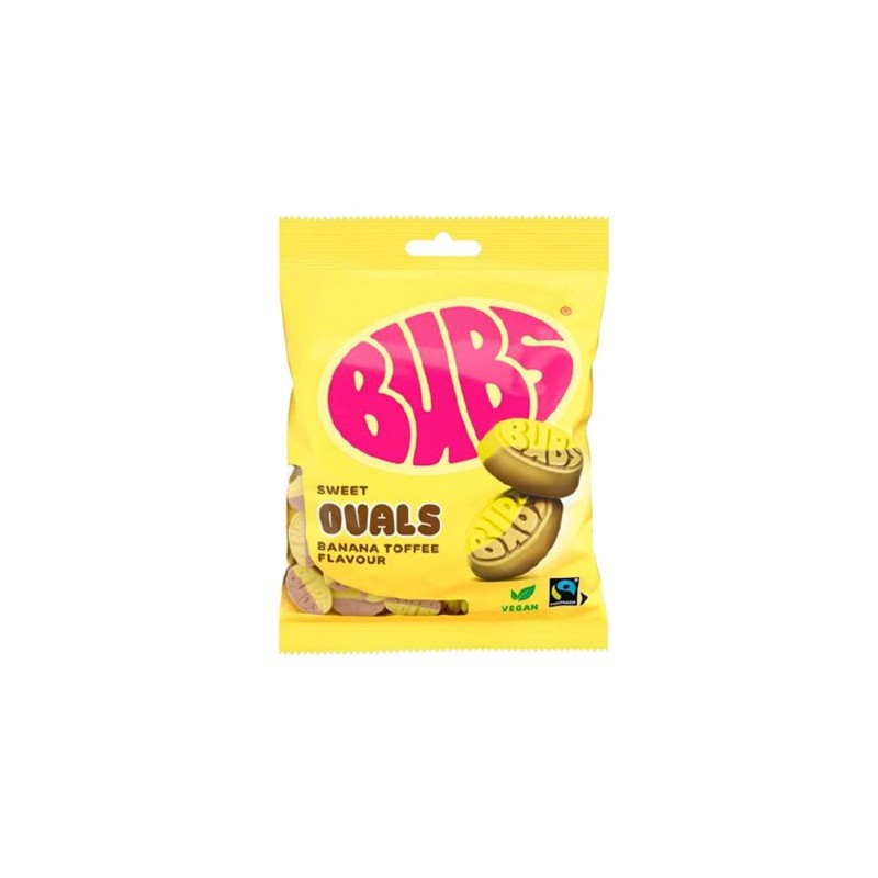 Bubs Sweet Ovals Banana Toffee Pussi 90gr 12kpl
