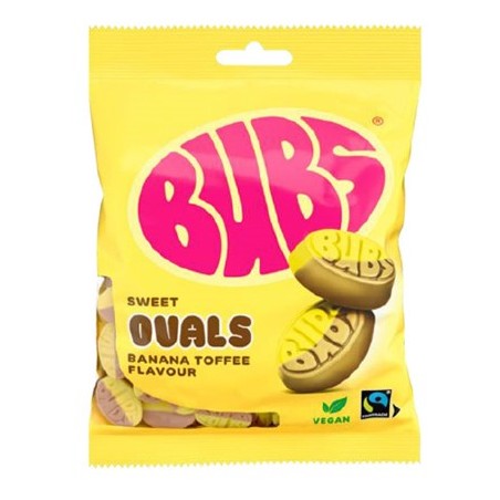 Bubs Sweet Ovals Banana Toffee Pussi 90gr 12kpl