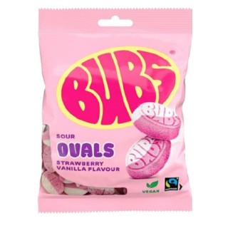Bubs Ovals Strawberry Vanilla Sour Pussi 90gr 12kpl