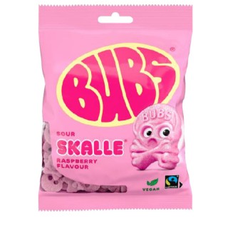 Bubs Sour Skalle Rasberry Pussi 90gr 12kpl