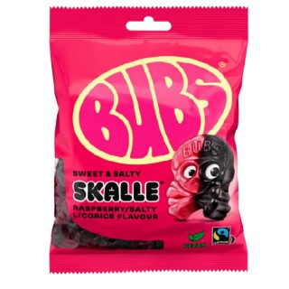 Bubs Raspberry Skalle Salta Licquorice Pussi 90gr 16kpl