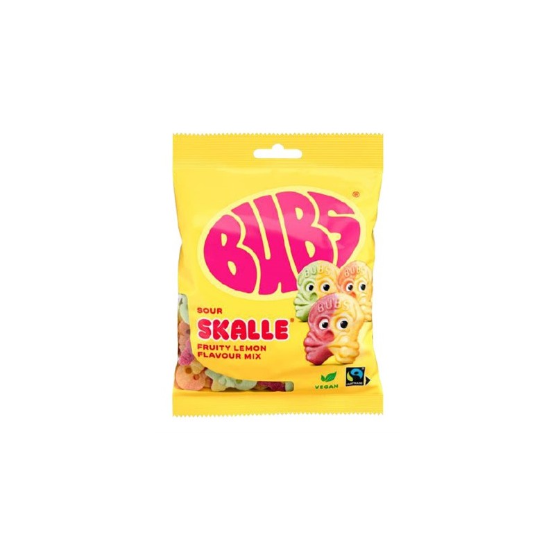 Bubs Sour Skalle Fruity Lemon Mix 90gr 16kpl
